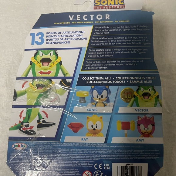 Vector The Crocodile SEGA Sonic The Hedgehog 3" Action Figure Jazwares Open Box - Picture 7 of 7